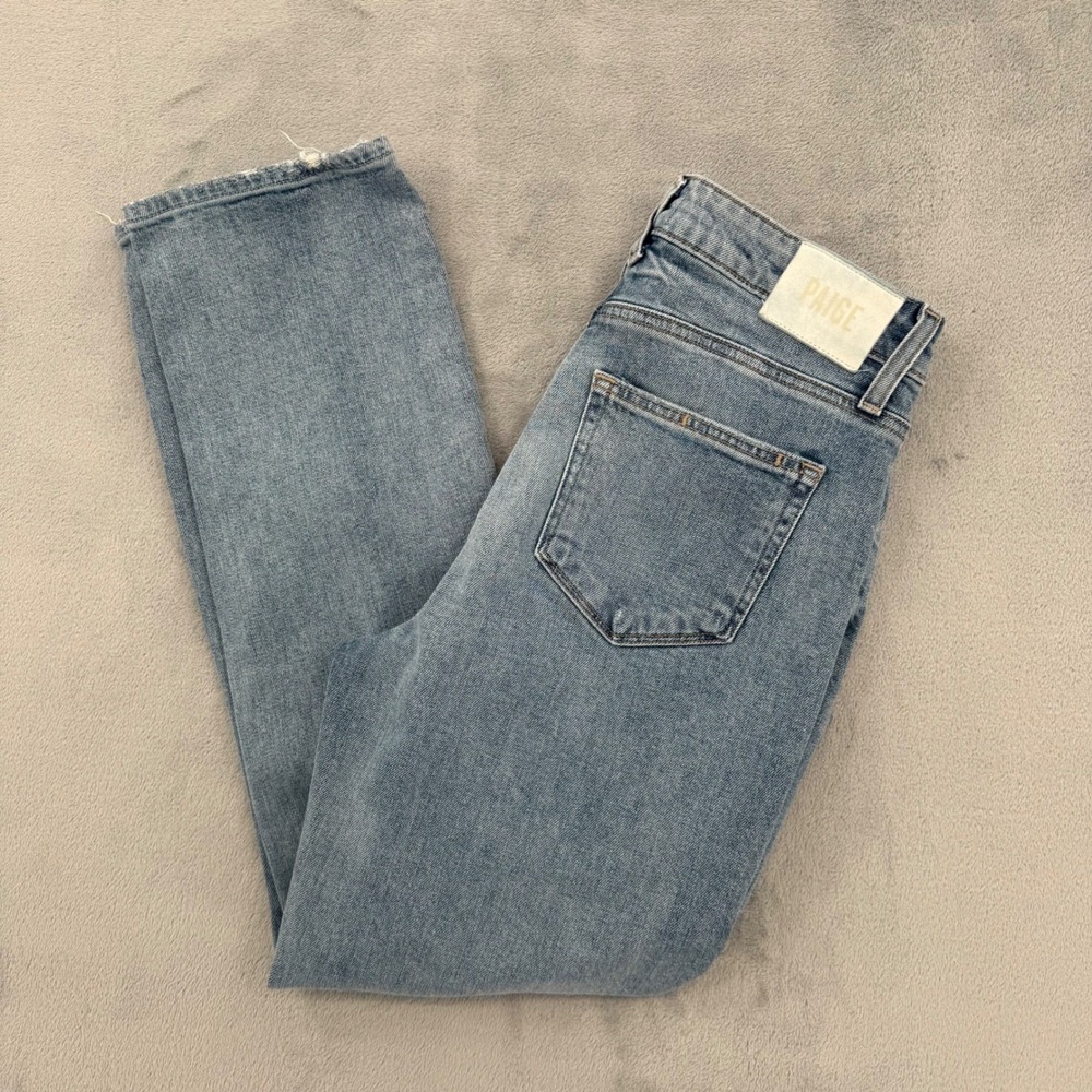PAIGE Noella High Rise Straight Leg Jeans Womens 27 Light Wash Distressed